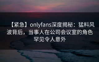 【紧急】onlyfans深度揭秘：猛料风波背后，当事人在公司会议室的角色罕见令人意外