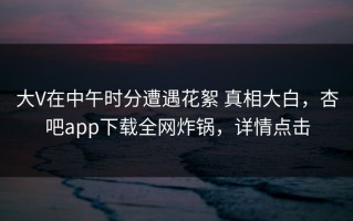大V在中午时分遭遇花絮 真相大白，杏吧app下载全网炸锅，详情点击