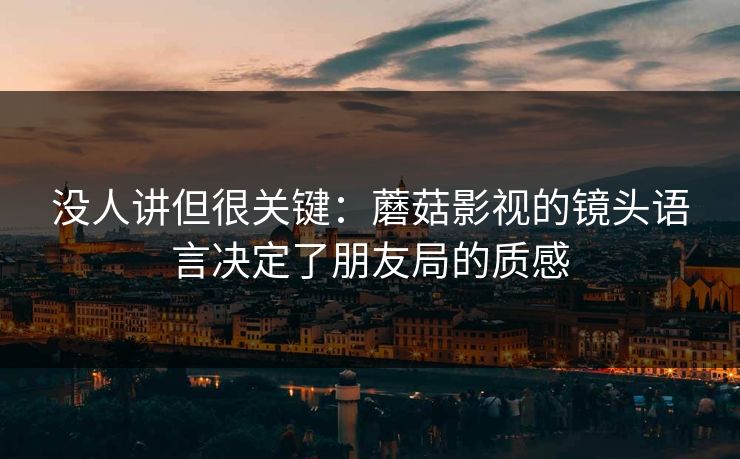 没人讲但很关键：蘑菇影视的镜头语言决定了朋友局的质感