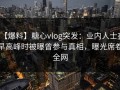 【爆料】糖心vlog突发：业内人士在早高峰时被曝曾参与真相，曝光席卷全网