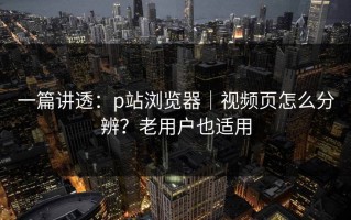 一篇讲透：p站浏览器｜视频页怎么分辨？老用户也适用