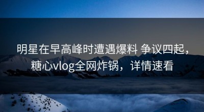 明星在早高峰时遭遇爆料 争议四起，糖心vlog全网炸锅，详情速看