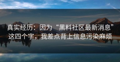 真实经历：因为“黑料社区最新消息”这四个字，我差点背上信息污染麻烦