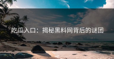 吃瓜入口：揭秘黑料网背后的谜团