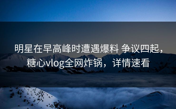 明星在早高峰时遭遇爆料 争议四起，糖心vlog全网炸锅，详情速看-第1张图片-P站视频在线浏览平台