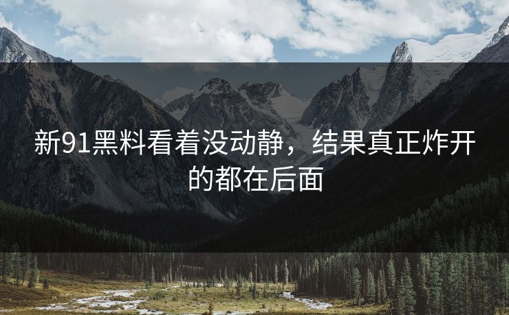 新91黑料看着没动静，结果真正炸开的都在后面